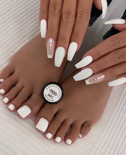 All White Nails