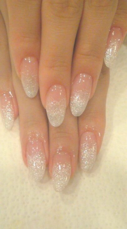Almond Glitter Nails