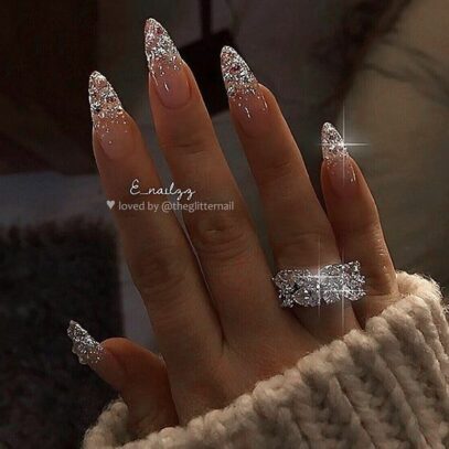 Almond Glitter Nails