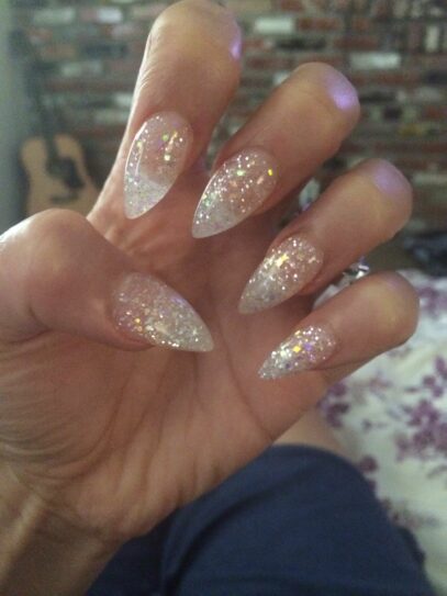 Almond Glitter Nails