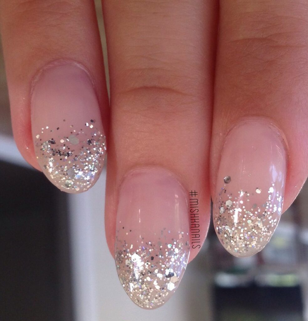 Almond Glitter Nails