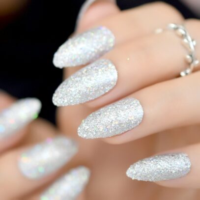 Almond Glitter Nails