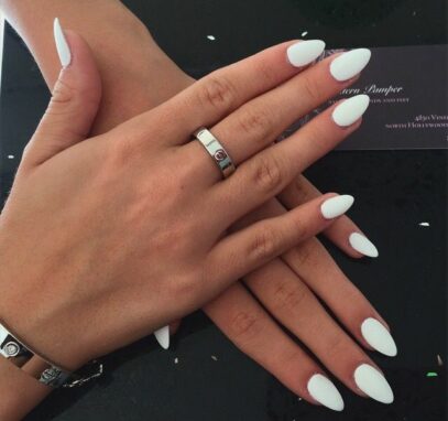 Almond White Nails