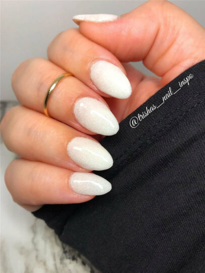 Almond White Nails