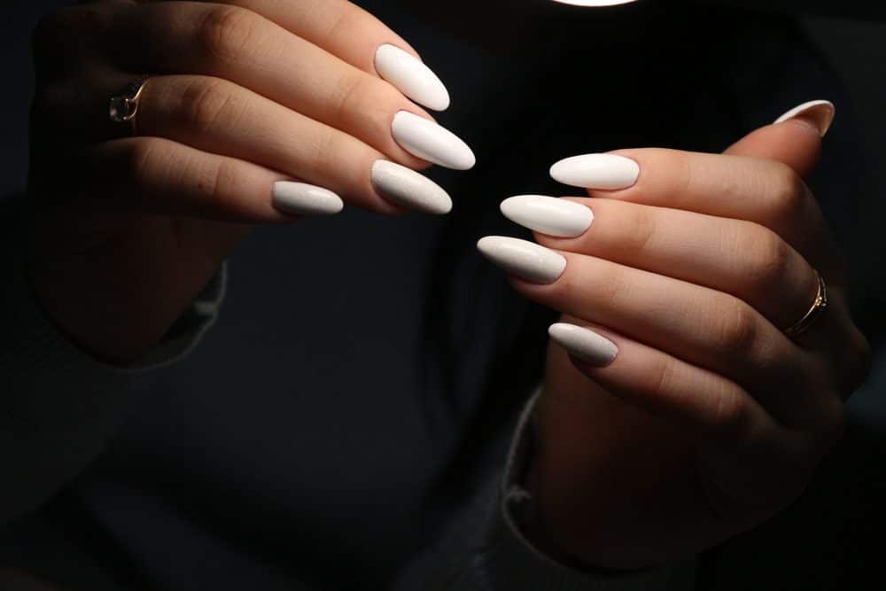Almond White Nails
