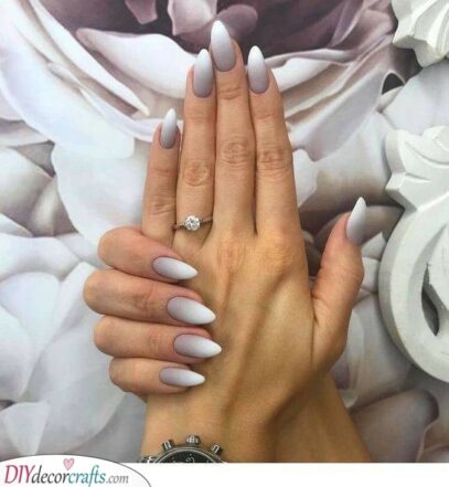 Almond White Nails