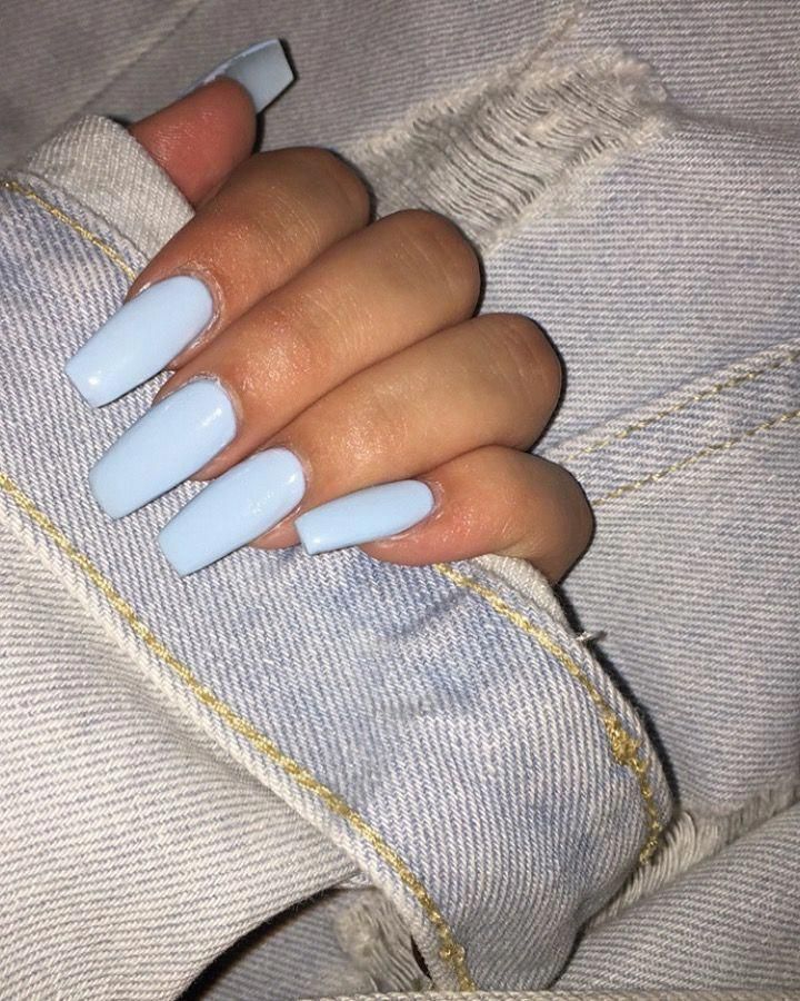 Baby Blue And White Nails