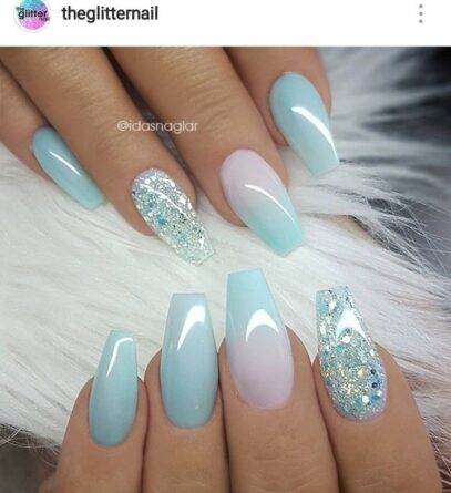 Baby Blue Ombre Nails