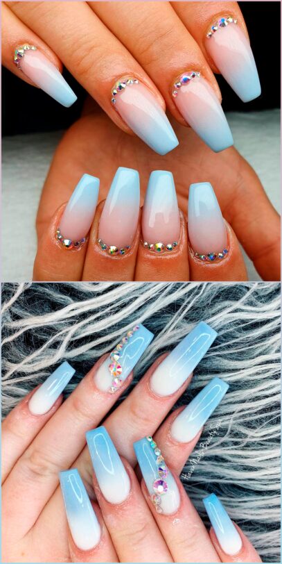 Baby Blue Ombre Nails