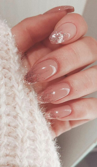 Baby Pink Glitter Nails