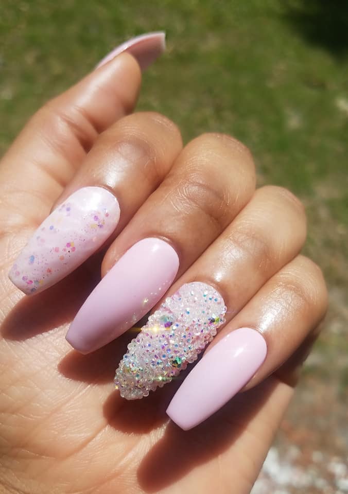Baby Pink Glitter Nails