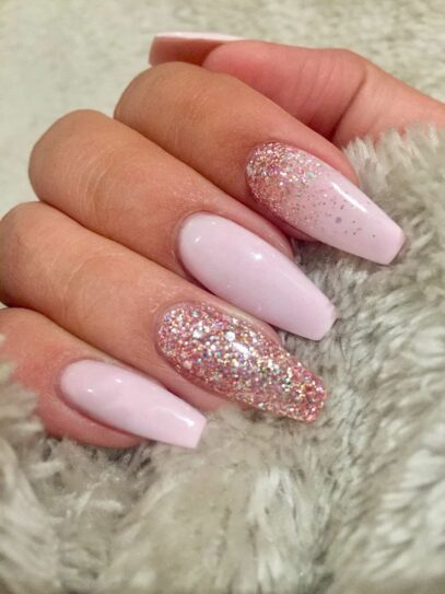 Baby Pink Glitter Nails