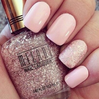 Baby Pink Glitter Nails