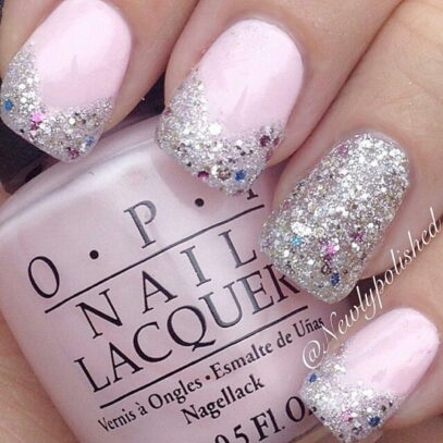 Baby Pink Glitter Nails