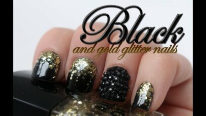 Black And Gold Glitter Nails