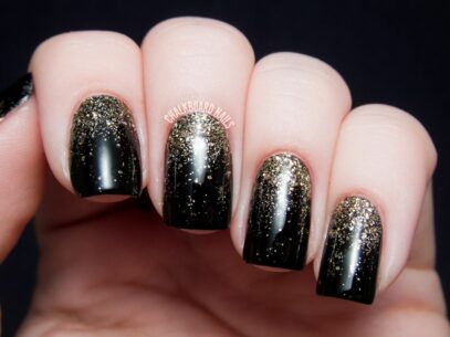 Black And Gold Glitter Nails