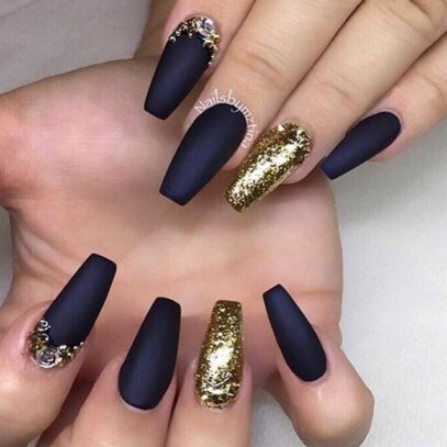 Black And Gold Prom Nails