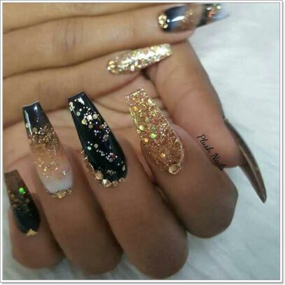 Black And Gold Prom Nails