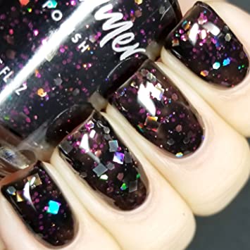 Black And Pink Glitter Nails