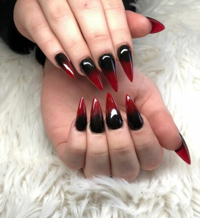 Black And Red Ombre Nails