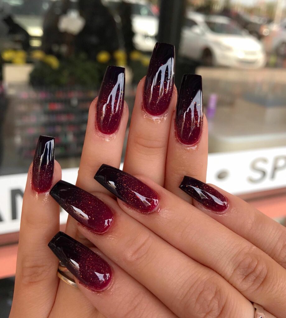 Black And Red Ombre Nails