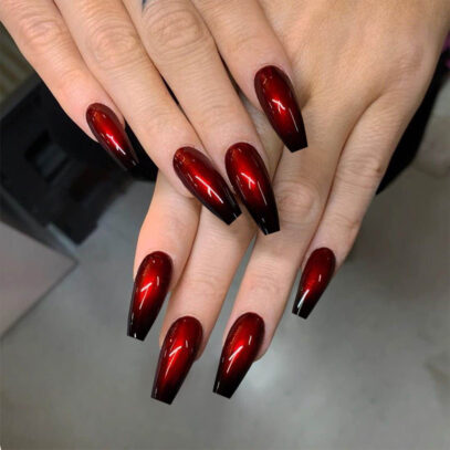 Black And Red Ombre Nails