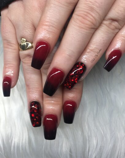 Black And Red Ombre Nails