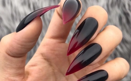 Black And Red Ombre Nails