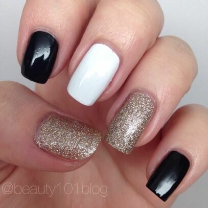 Black And White Glitter Nails