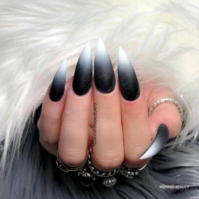 Black And White Ombre Nails