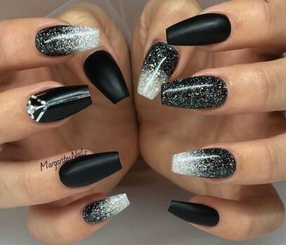 Black And White Ombre Nails