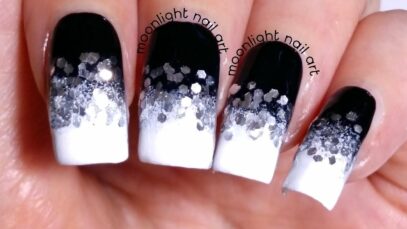 Black And White Ombre Nails