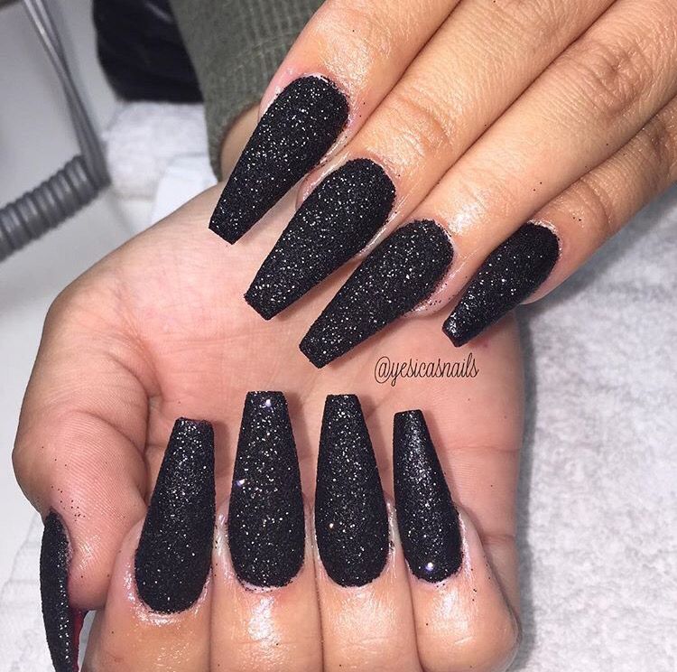 Black Glitter Nails