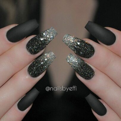 Black Glitter Nails