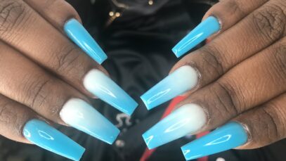 Blue And White Nails