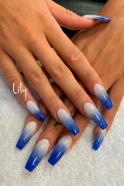 Blue And White Nails