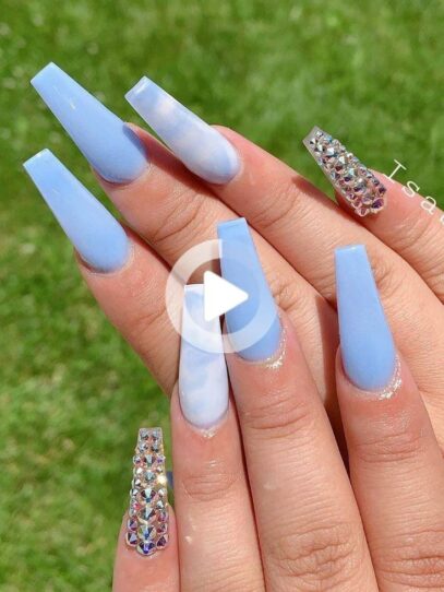 Blue And White Nails