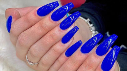 Blue And White Nails