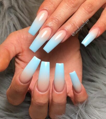 Blue And White Ombre Nails