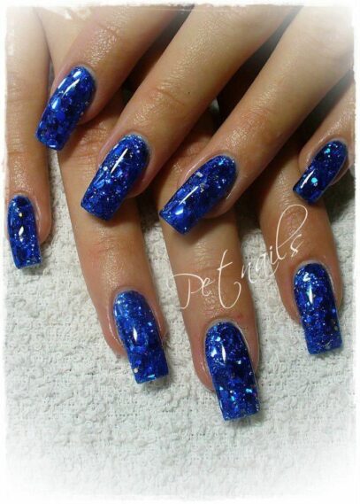 Blue Glitter Nails