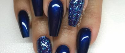 Blue Glitter Nails