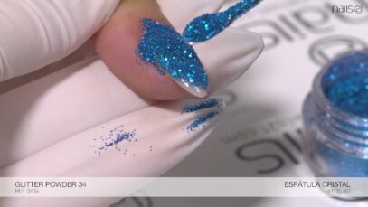 Blue Glitter Nails