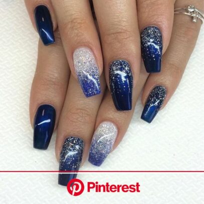 Blue Glitter Nails