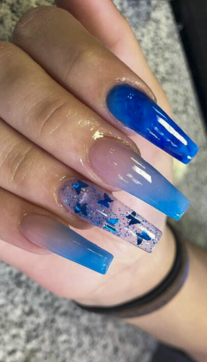 Blue Ombre Nails