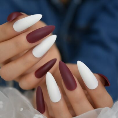 Brown And White Nails