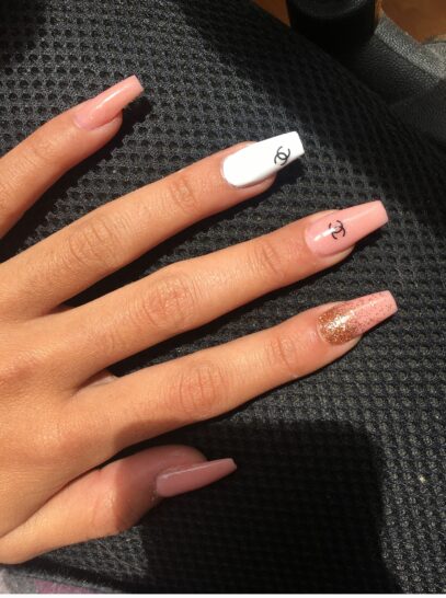 Brown And White Nails