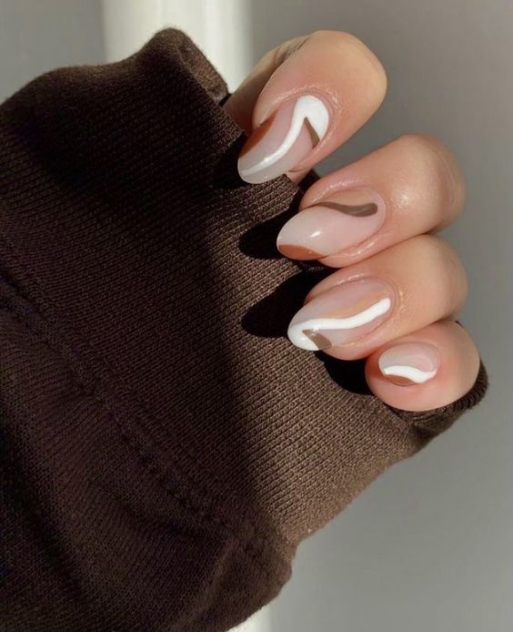 Brown And White Nails