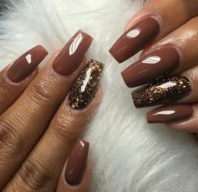 Brown Glitter Nails