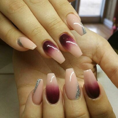 Burgundy Ombre Nails