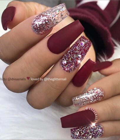 Burgundy Ombre Nails